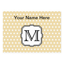 Your Letter. Custom Monogram. Beige Polka Dot. Business Card