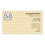 Your Letter. Custom Monogram. Beige Polka Dot. Business Card Template