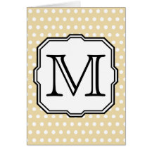 Your Letter. Custom Monogram. Beige Polka Dot. Cards