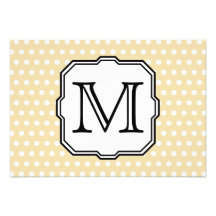 Your Letter. Custom Monogram. Beige Polka Dot. Personalised Invites