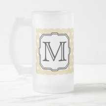 Your Letter. Custom Monogram. Beige Polka Dot. Mugs
