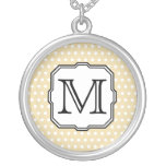 Your Letter. Custom Monogram. Beige Polka Dot. Custom Necklace