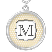 Your Letter. Custom Monogram. Beige Polka Dot. Custom Necklace