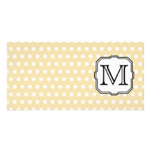 Your Letter. Custom Monogram. Beige Polka Dot. Customised Photo Card