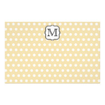 Your Letter. Custom Monogram. Beige Polka Dot. Customized Stationery