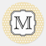 Your Letter. Custom Monogram. Beige Polka Dot. Sticker