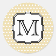 Your Letter. Custom Monogram. Beige Polka Dot. Sticker