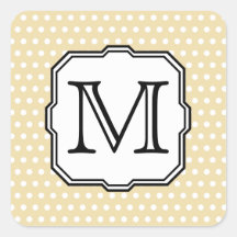 Your Letter. Custom Monogram. Beige Polka Dot. Sticker