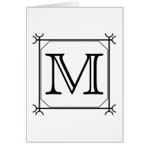 Your Letter. Custom Monogram. Black and White Greeting Cards