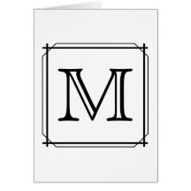 Your Letter. Custom Monogram. Black and White Card