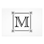 Your Letter. Custom Monogram. Black and White Personalized Invites