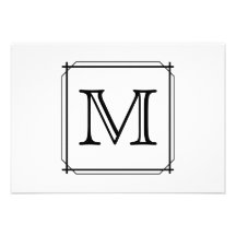 Your Letter. Custom Monogram. Black and White Custom Invitations