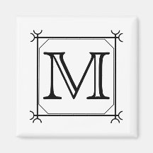 Your Letter. Custom Monogram. Black and White Fridge Magnets