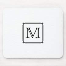 Your Letter. Custom Monogram. Black and White Mousemats