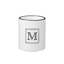 Your Letter. Custom Monogram. Black and White Mug
