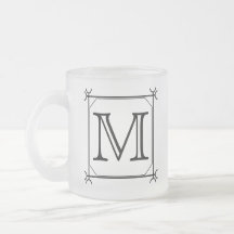 Your Letter. Custom Monogram. Black and White Coffee Mugs