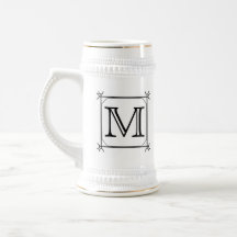 Your Letter. Custom Monogram. Black and White Coffee Mugs