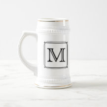Your Letter. Custom Monogram. Black and White Mugs