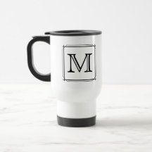 Your Letter. Custom Monogram. Black and White Mugs