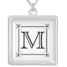 Your Letter. Custom Monogram. Black and White Pendants