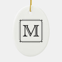 Your Letter. Custom Monogram. Black and White Christmas Tree Ornaments
