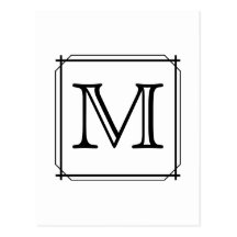Your Letter. Custom Monogram. Black and White Post Cards