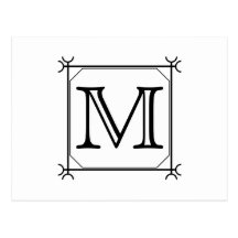 Your Letter. Custom Monogram. Black and White Postcard