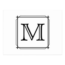 Your Letter. Custom Monogram. Black and White Post Cards