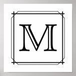 Your Letter. Custom Monogram. Black and White Posters
