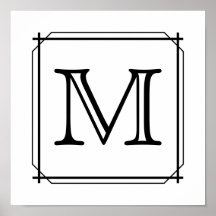Your Letter. Custom Monogram. Black and White Posters