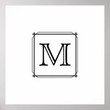 Your Letter. Custom Monogram. Black and White Poster