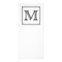 Your Letter. Custom Monogram. Black and White Customised Rack Card