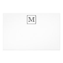 Your Letter. Custom Monogram. Black and White Stationery
