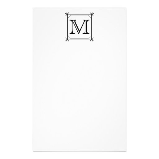 Your Letter. Custom Monogram. Black and White Personalised Stationery