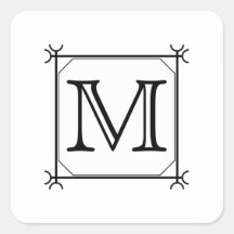 Your Letter. Custom Monogram. Black and White Sticker