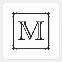 Your Letter. Custom Monogram. Black and White Stickers