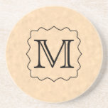 Your Letter. Custom Monogram. Black & Parchment Beverage Coasters