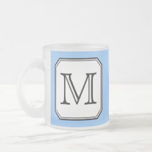 Your Letter. Custom Monogram. Blue Black White. Coffee Mug