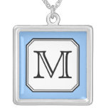 Your Letter. Custom Monogram. Blue Black White. Pendants