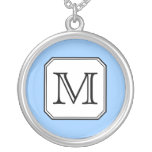 Your Letter. Custom Monogram. Blue Black White. Pendants