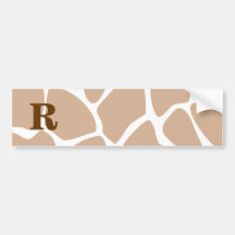 Your Letter. Custom Monogram Giraffe Print Design Bumper Stickers