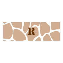 Your Letter. Custom Monogram Giraffe Print Design Business Card