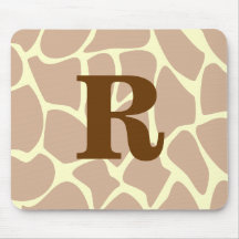 Your Letter. Custom Monogram Giraffe Print Design Mouse Mat