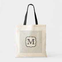 Your Letter. Custom Monogram. Grey, Black & White Bag