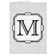 Your Letter. Custom Monogram. Grey, Black & White Greeting Cards