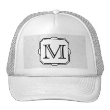 Your Letter. Custom Monogram. Grey, Black & White Trucker Hats