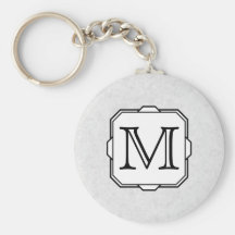 Your Letter. Custom Monogram. Grey, Black & White Keychain