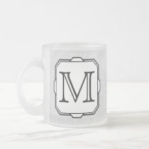 Your Letter. Custom Monogram. Grey, Black & White Mugs