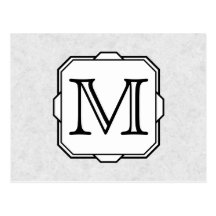 Your Letter. Custom Monogram. Grey, Black & White Postcards
