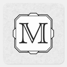 Your Letter. Custom Monogram. Grey, Black & White Square Sticker